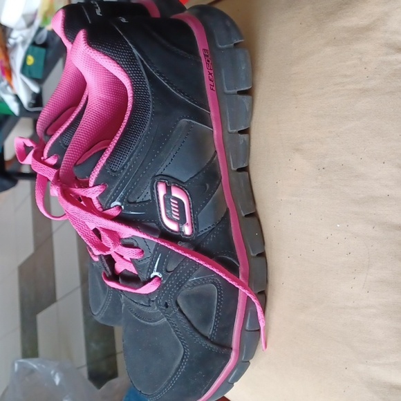 Skechers Synergy Sandlot Black Alloy Safety Toe Lace Work Shoes 76553 Womens 9 - Picture 2 of 7